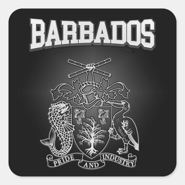 Barbados Coat of Arms Square Sticker (Front)