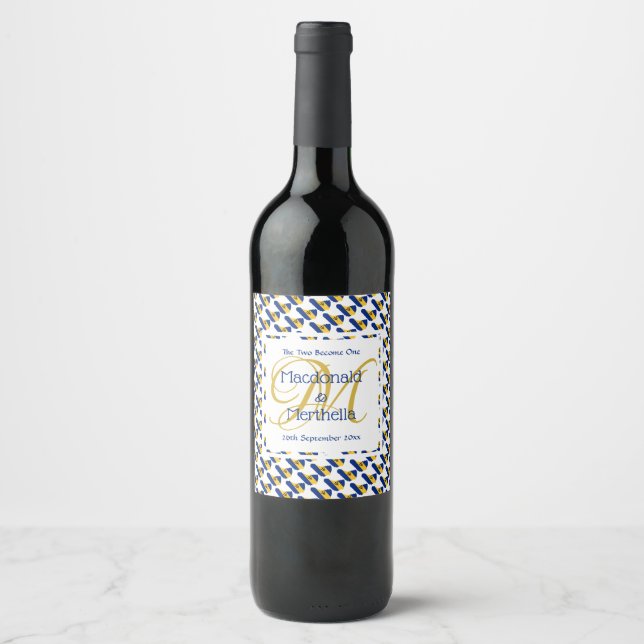 BARBADOS Custom Monogram Wedding Celebration Wine Label (Front)