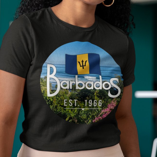 "Barbados Est. 1966" East Coast View With Flag T-Shirt (Creator Uploaded)