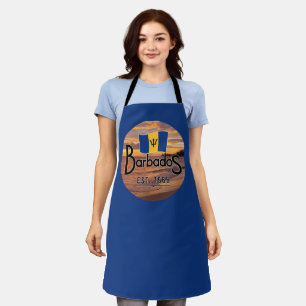"Barbados Est. 1966" Sunset With Barbados Flag Apron