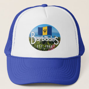"Barbados Est. 1966" With Barbados Flag Art Trucker Hat