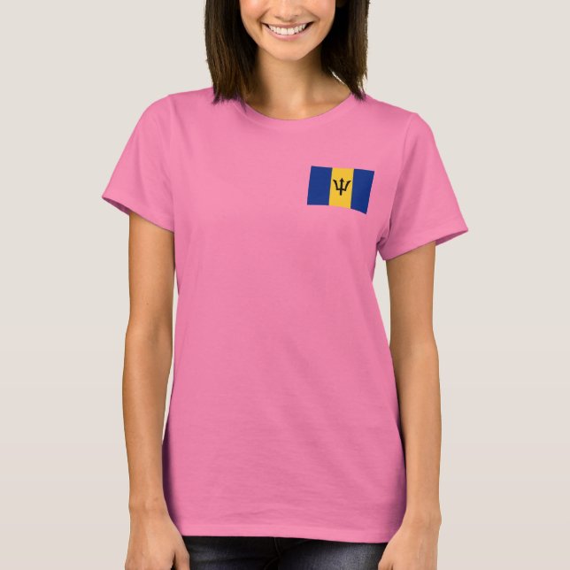 Barbados Flag and Map dk T-Shirt (Front)