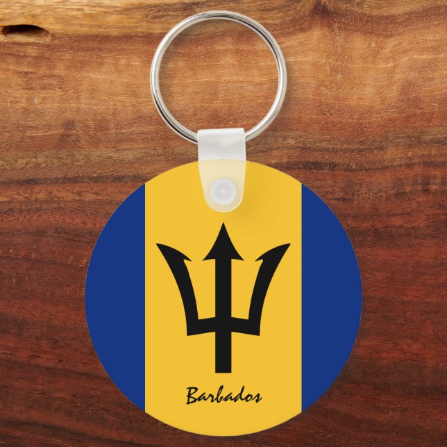 Barbados Flag & Barbados holiday, patriots /sports Key Ring (Front)