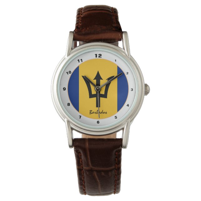 Barbados Flag & Barbados trendy fashion /design Watch (Front)