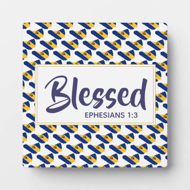 BARBADOS FLAG | Blessed | Ephesians Scripture Plaque (Front)