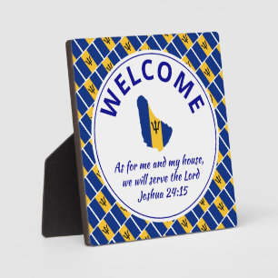 BARBADOS FLAG Christian Welcome Plaque