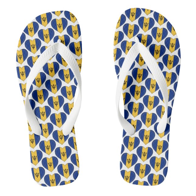 Barbados Flag Colours Hearts Pattern Patriotic Jandals (Footbed)
