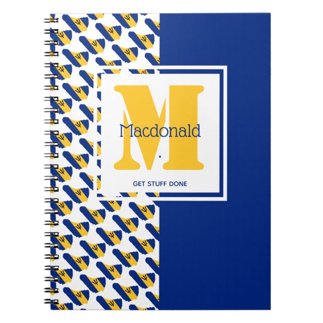 BARBADOS Flag Custom Monogram GET STUFF DONE Notebook (Front)