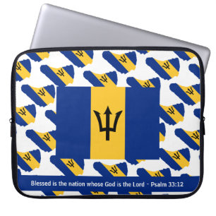 BARBADOS FLAG   Custom Scripture   Blessed Nation Laptop Sleeve
