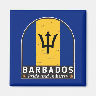 Barbados Flag Emblem Distressed Vintage Magnet