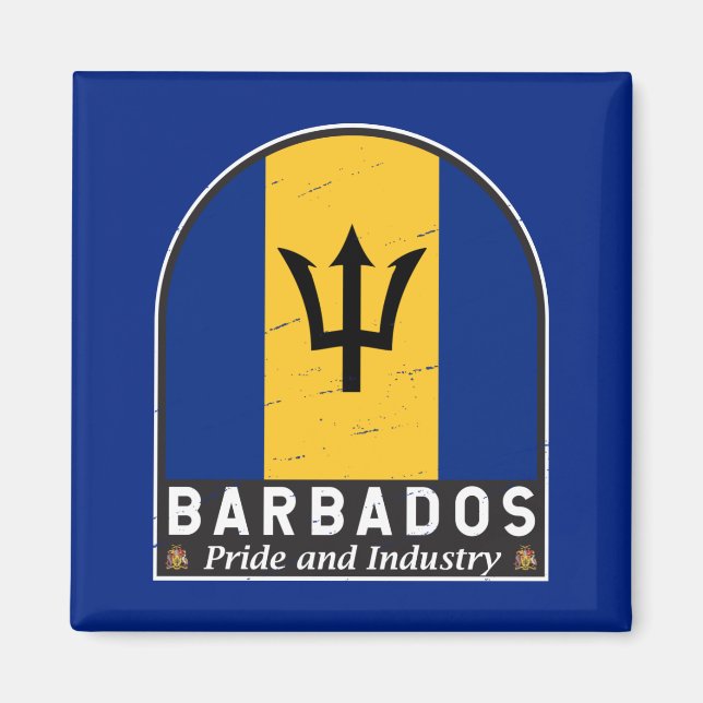 Barbados Flag Emblem Distressed Vintage Magnet (Front)