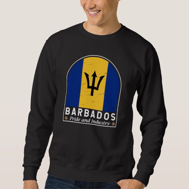 Barbados Flag Emblem Distressed Vintage Sweatshirt (Front)