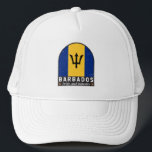 Barbados Flag Emblem Distressed Vintage Trucker Hat<br><div class="desc">Barbados distressed emblem featuring the flag and coat of arms.</div>