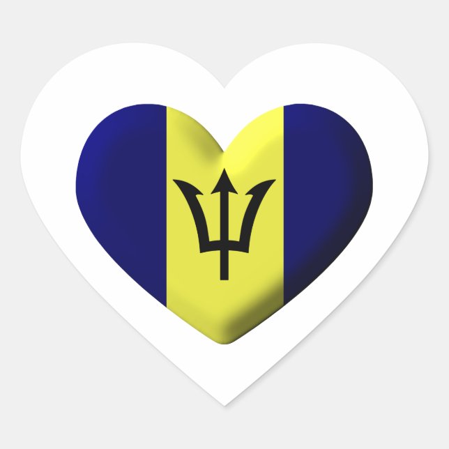 Barbados Flag heart Sticker (Front)