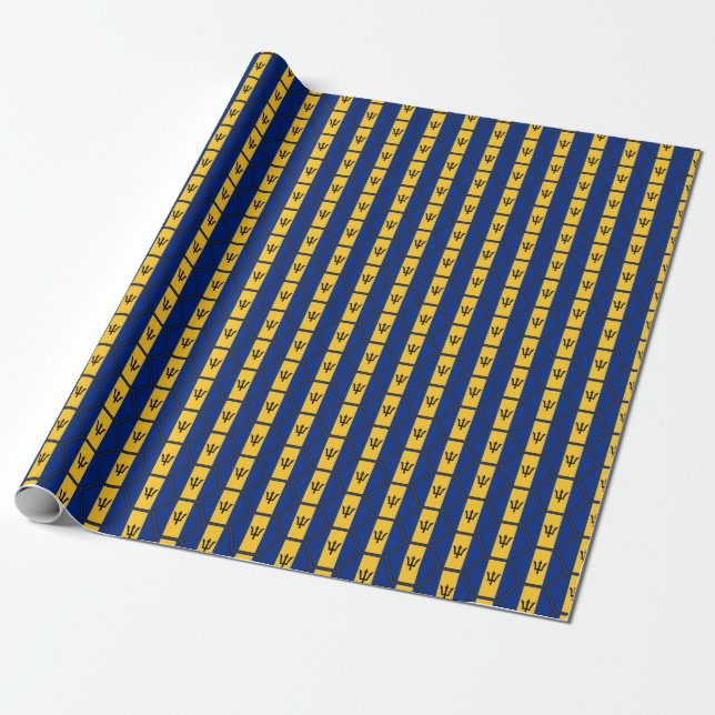 Barbados Flag Honeycomb Wrapping Paper (Unrolled)