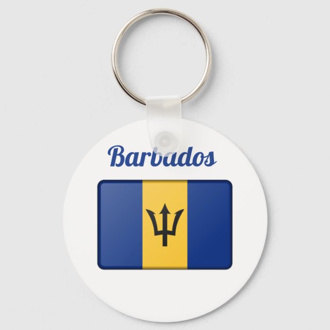 Barbados Flag  Key Ring (Front)