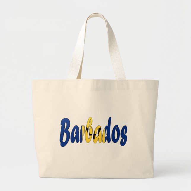 Barbados Flag Large Tote Bag (Front)