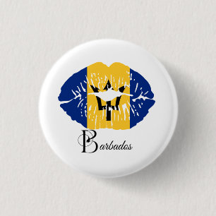 Barbados  Flag  Lips  3 Cm Round Badge