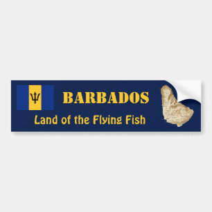 Barbados Flag + Map Bumper Sticker