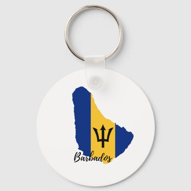 Barbados  Flag Map Key Ring (Front)