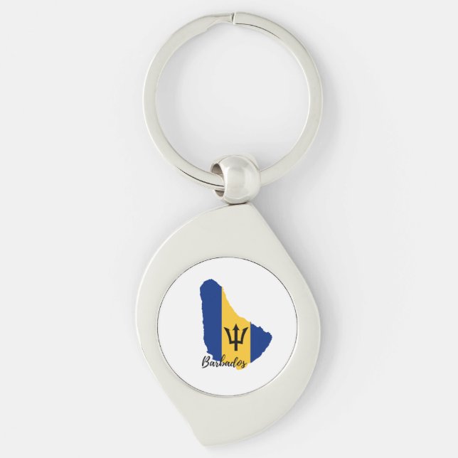 Barbados  Flag Map  Key Ring (Front)