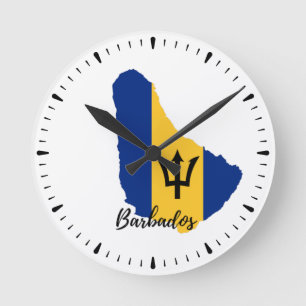 Barbados  Flag Map Round Clock