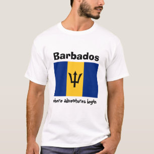 Barbados Flag + Map + Text T-Shirt
