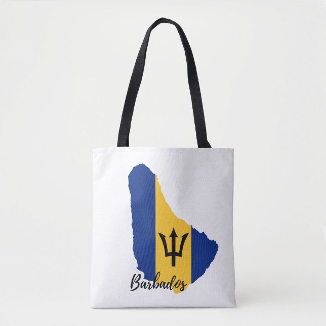 Barbados  Flag  Map  Tote Bag (Front)