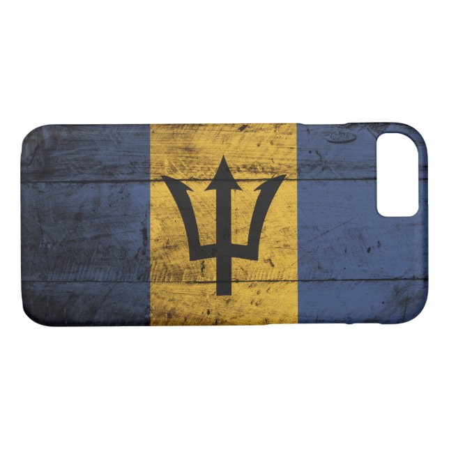 Barbados Flag on Old Wood Grain Case-Mate iPhone Case (Back (Horizontal))