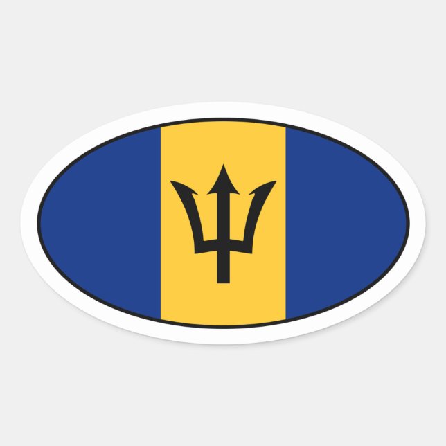 Barbados Flag Oval Sticker (Front)