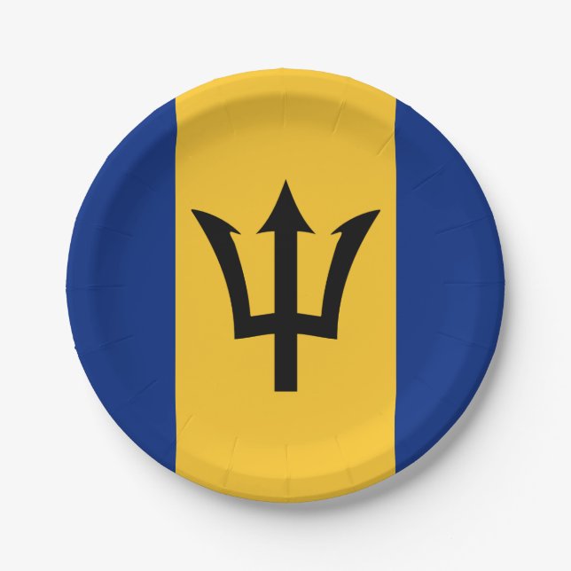 Barbados Flag Paper Plate (Front)
