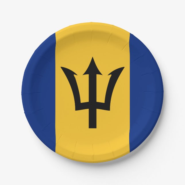 Barbados Flag Paper Plate (Front)