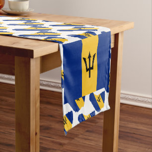 BARBADOS Flag Patriotic Short Table Runner