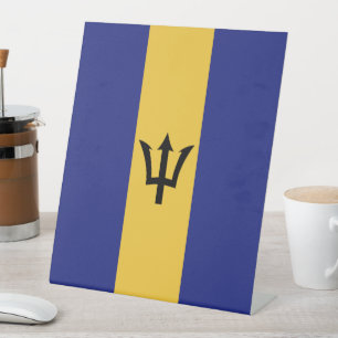 Barbados flag pedestal sign