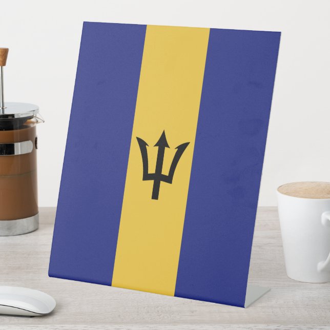 Barbados flag pedestal sign (In SItu)
