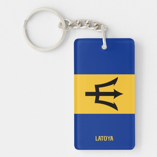 Barbados Flag Personalised Key Ring (Front)