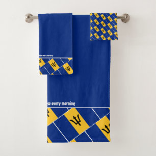 BARBADOS FLAG Personalised Scripture BLUE Bath Towel Set