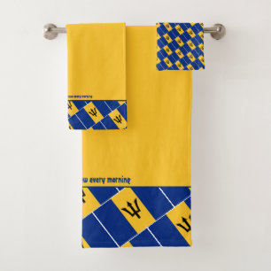 BARBADOS FLAG Personalised Scripture YELLOW Bath Towel Set