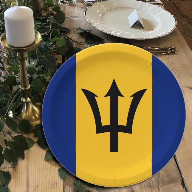 Barbados Flag plates, party, sports, Barbados Paper Plate (Creator Uploaded)