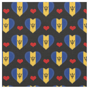 Barbados Flag & Red Heart fashion Fabric /Barbados