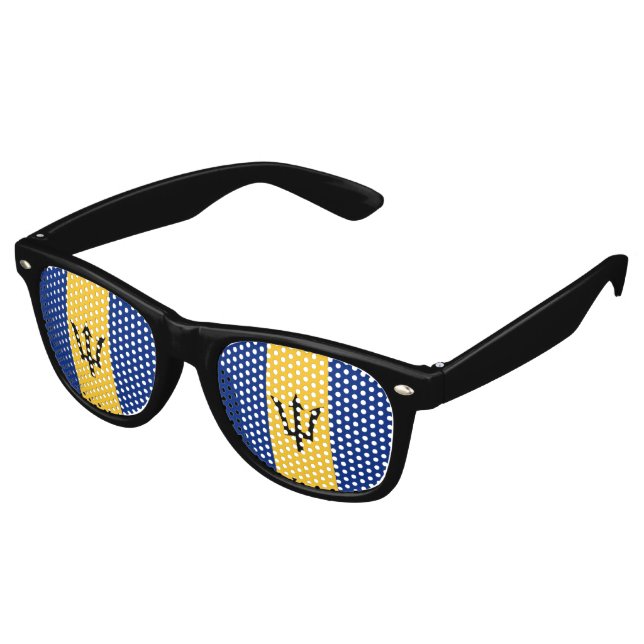 Barbados Flag Retro Sunglasses (Angled)