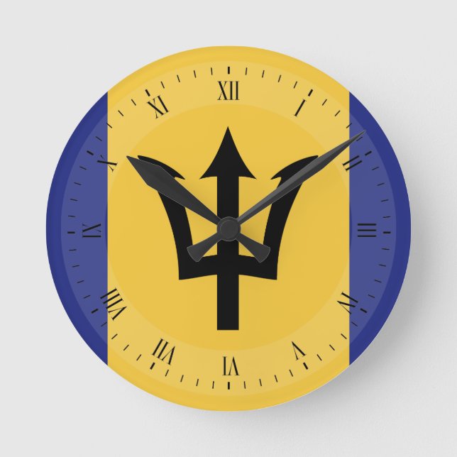 Barbados Flag Round Clock (Front)