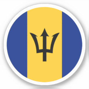 Barbados Flag Round Sticker