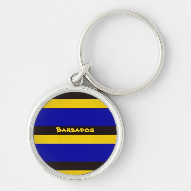 Barbados Flag Stripe Colours  Key Ring (Front)
