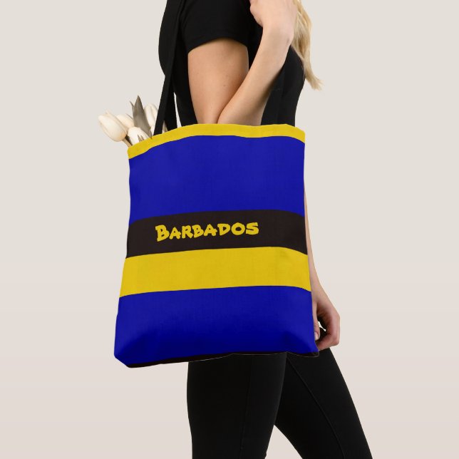 Barbados Flag Stripe Colours  Tote Bag (Close Up)
