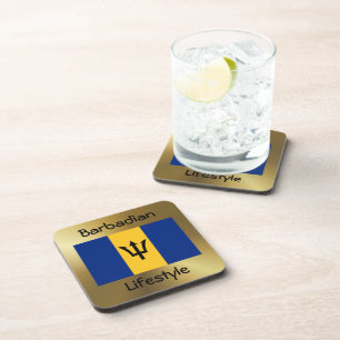 Barbados Flag+Text Coaster