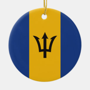 Barbados Flag Totally Round Ceramic Tree Decoration