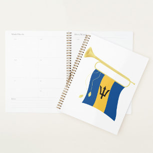 Barbados Flag with Bugle Patriotic Caribbean  Planner