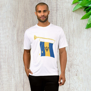 Barbados Flag with Bugle Patriotic Caribbean  T-Shirt