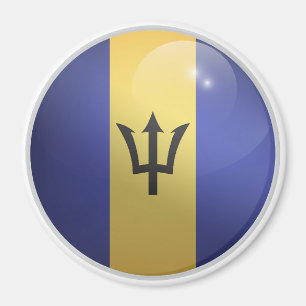 Barbados Glossy Circle Flag  Magnet